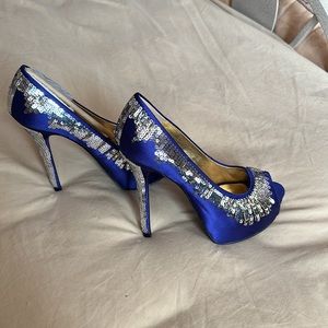 Nine West purple and silver heels